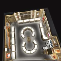Modern Luxury Jewelry Store Interior With Round Display Cases And Gold Decor