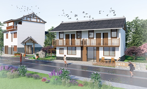 New Chinese Style Folk House Rural Residential Building Rural Folk House Rural Shabby House Old House Building Folk House 3d model