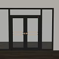 Modern Glass Entrance Door With Double Panels Black Frame And Clear Design