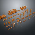 Wooden Architectural Components Featuring Railings Bridge Posts Fences And Planks 3d model