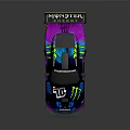 Porsche Race Car With Monster Logo And Neon Colored Design Large Spoiler