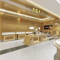 Luxurious Jewelry Store Interior Design With Golden Walls Display Counters And Lighting