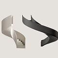 Modern Spiral Stairs Design With White And Black Elegant Curved Structures