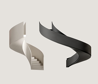 Modern minimalist revolving staircase 3d model