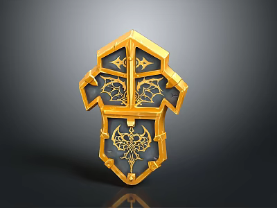 Golden Decorative Shield With Ornate Patterns And Intricate Carvings Design 3d model