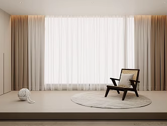 Modern Leisure Chair Curtain Window Screen Fabric Curtain Gauze Curtain Single Chair Bookcase 3d model