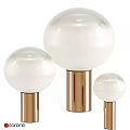 Three Modern Table Lamps With Spherical White Lampshades And Copper Bases