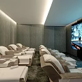 Relaxing Modern SPA Sauna Interior With Comfortable Loungers And Serene Ambiance