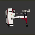 Modern Industrial Equipment Featuring White Body Red Legs Display Screens Control Panel And Mechanical Arm