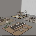 Japanese Style Tea Table And Chairs With Tatami Mats Plants And Window Blinds