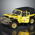 Yellow and Black Off Road Vehicle With Cartoon Stickers Open Top And Unique Wheels