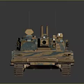 Military Combat Tank With Brown Blue Camouflage Pattern And Armored Turret
