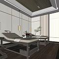 Relaxing SPA Sauna Room Interior With Wooden Massage Beds Warm Lighting And Japanese Style