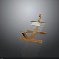 Elegant Wooden Hammock With White Netting Sturdy Frame And Soft Cushion
