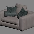 Beige Single Sofa With Deep Green Cushions And Stitched Design For Modern Interior 3d model