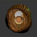 Elegant Teacup With Gold Rim And Bowknot Decoration On Wooden Stump Base