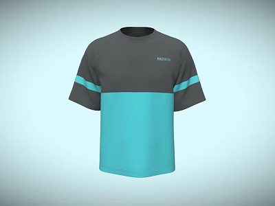 Timberland Short Sleeve T Shirt With Dark Gray And Teal Color Striped Sleeves 3d model