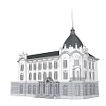 Classical Office Building Featuring Domed Roof Symmetrical Design And Ornamental Columns
