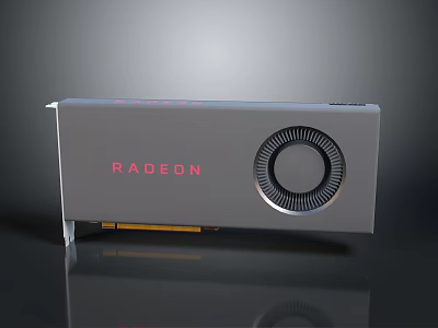 Radeon Graphics Card With Sleek Silver Casing And Circular Cooling Fan Design 3d model