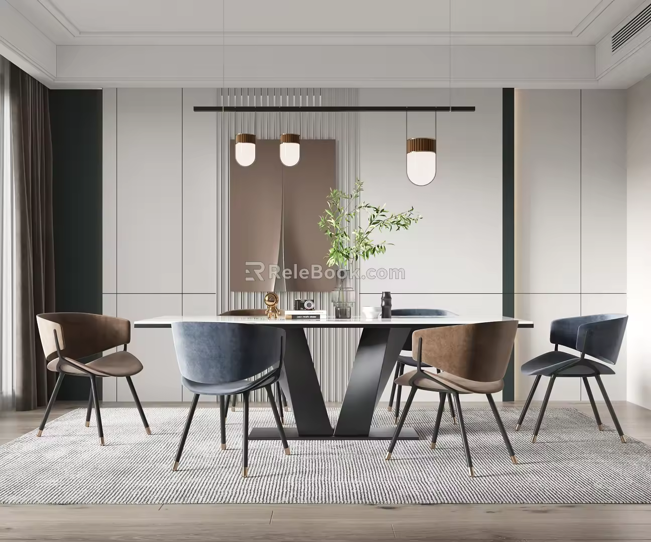 Modern Dining Table and Chair Combination Dining Table and Chair 3d model