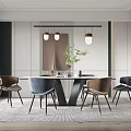 Modern Dining Table and Chair Combination Dining Table and Chair 3d model