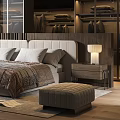 Modern Bedroom Interior Design With Large Bed Armchair Glass Wardrobe And Floor to Ceiling Window