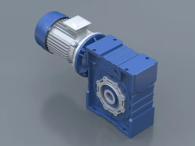 Industrial Gear Reducer with Electric Motor Blue Housing and Precision Gears 3d model