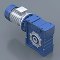 Industrial Gear Reducer with Electric Motor Blue Housing and Precision Gears