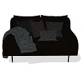 Modern Black Two Seater Sofa With Throw Pillows And Cozy Blanket 3d model