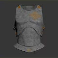 Vintage Medieval Armor Breastplate With Metallic Surface Golden Ornament And Orange Accents