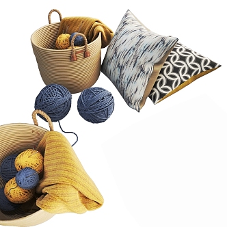 Indoor Soft Bag Pillow Wool Clothes Basket 3d model