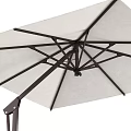 Garden Landscape With Outdoor White Canopy Umbrella And Brown Metal Stand