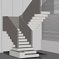 Modern Minimalist Staircase Interior With Gray White Floating Steps And Window Blinds 3d model