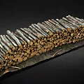 wood logs felled trees tree stick forest 3d model