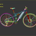 Dark Blue GULLS Mountain Bike With Colorful Spokes Brown Rims And Yellow Accents