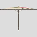 Cream Decorative Umbrella With Pink Flowers And Green Leaves Design