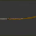 Golden Samurai Sword With White Gold Handle And Pink Blade Patterns On Black Background