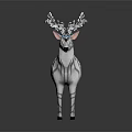 Decorative White Deer Sculpture With Intricate Patterns And Ornamental Antlers