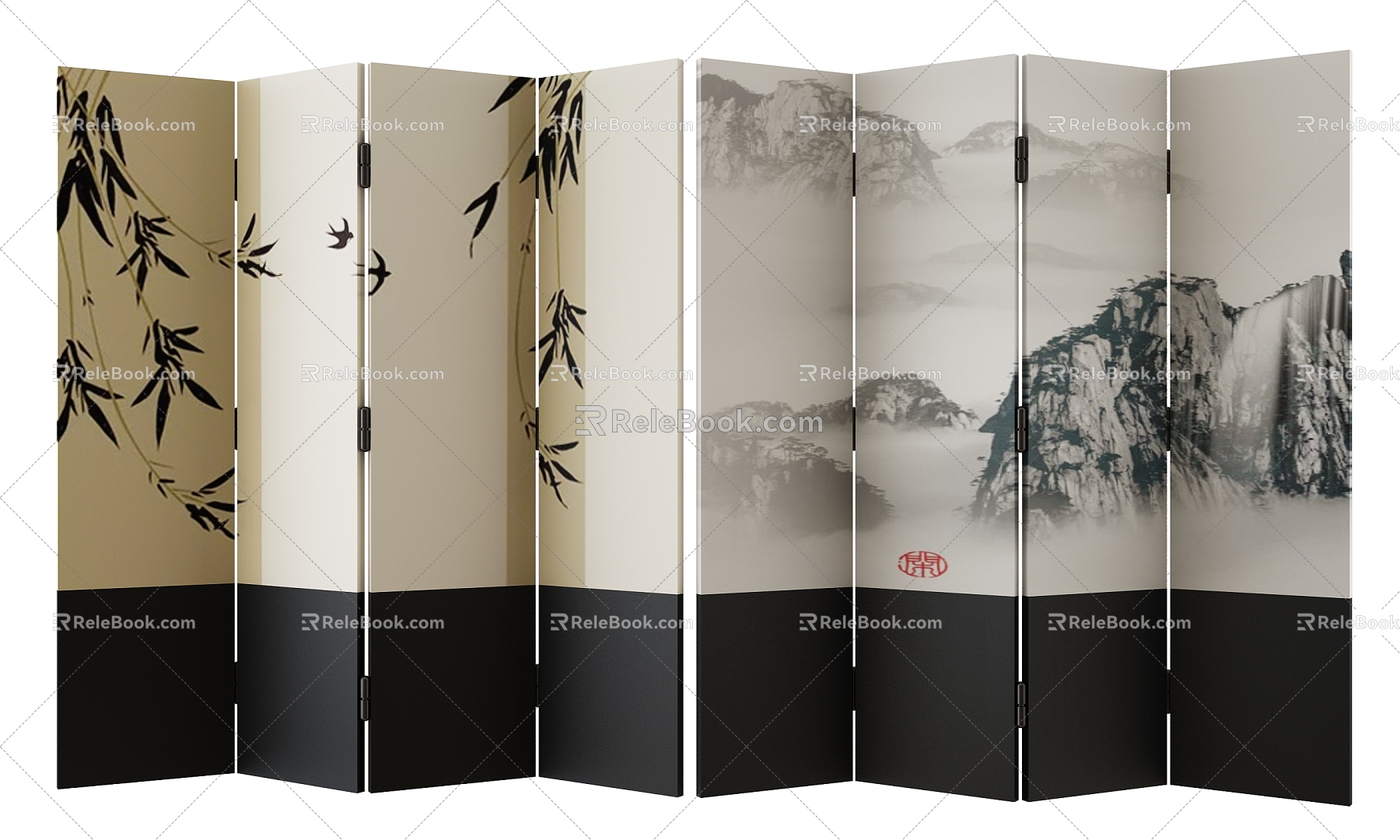 new chinese style screen 3d model