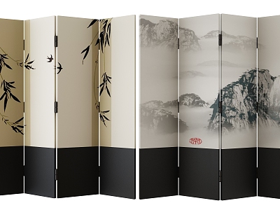 new chinese style screen 3d model