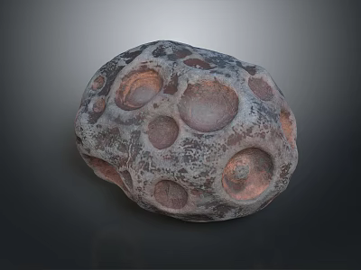 Rustic Natural Stone And Wood Art Piece With Circular Indentations And Textured Surface 3d model