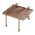 Stylish Wooden Pergola Outdoor Structure With Slatted Roof And Support Pillars Design