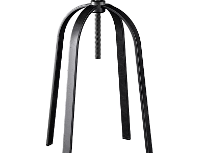 Black Metal Bar Stool With Three Legged Structure And Central Screw Rod Design 3d model