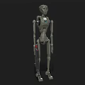 Mechanical Robot Character With Metallic Body Jointed Limbs And Round Head 3d model