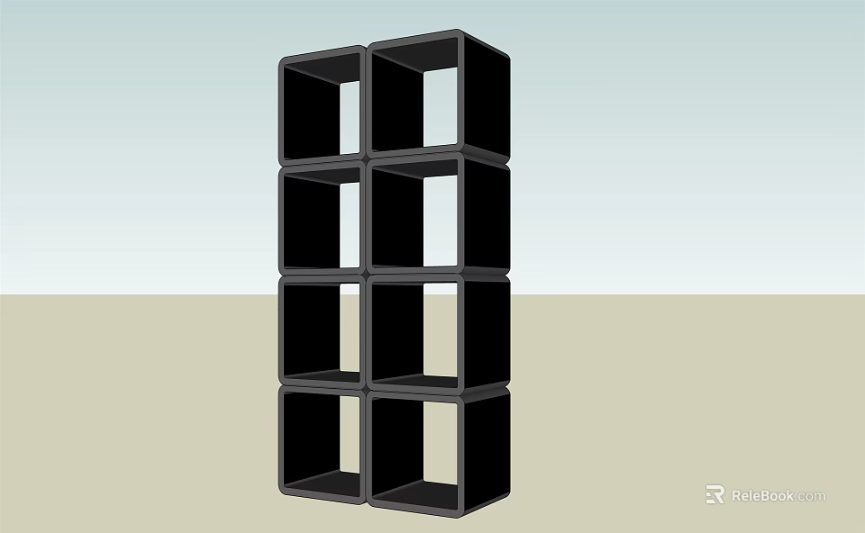 Black Modern Minimalist Bookcase With Multi Layer Cube Shelves Open Storage Design 3d model