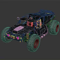 Rough Terrain Suitable For Off Road Vehicle With Large Tires And Open Frame 3d model