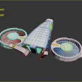 White Sci Fi Aircraft With Dual Large Propellers Yellow Accents And Streamlined Body