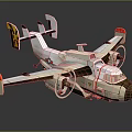 White Fighter Jet With Twin Propellers Red Wingtips And Black Yellow Tail Markings