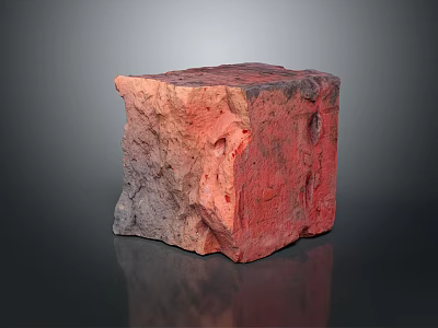 Rough Textured Red And Gray Gradient Cube With Sculptural Rock Like Appearance 3d model