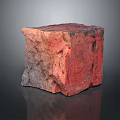 Rough Textured Red And Gray Gradient Cube With Sculptural Rock Like Appearance 3d model